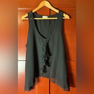 Jon & Anna Black Whimsigoth Sheer Ruffle Tank Size Large